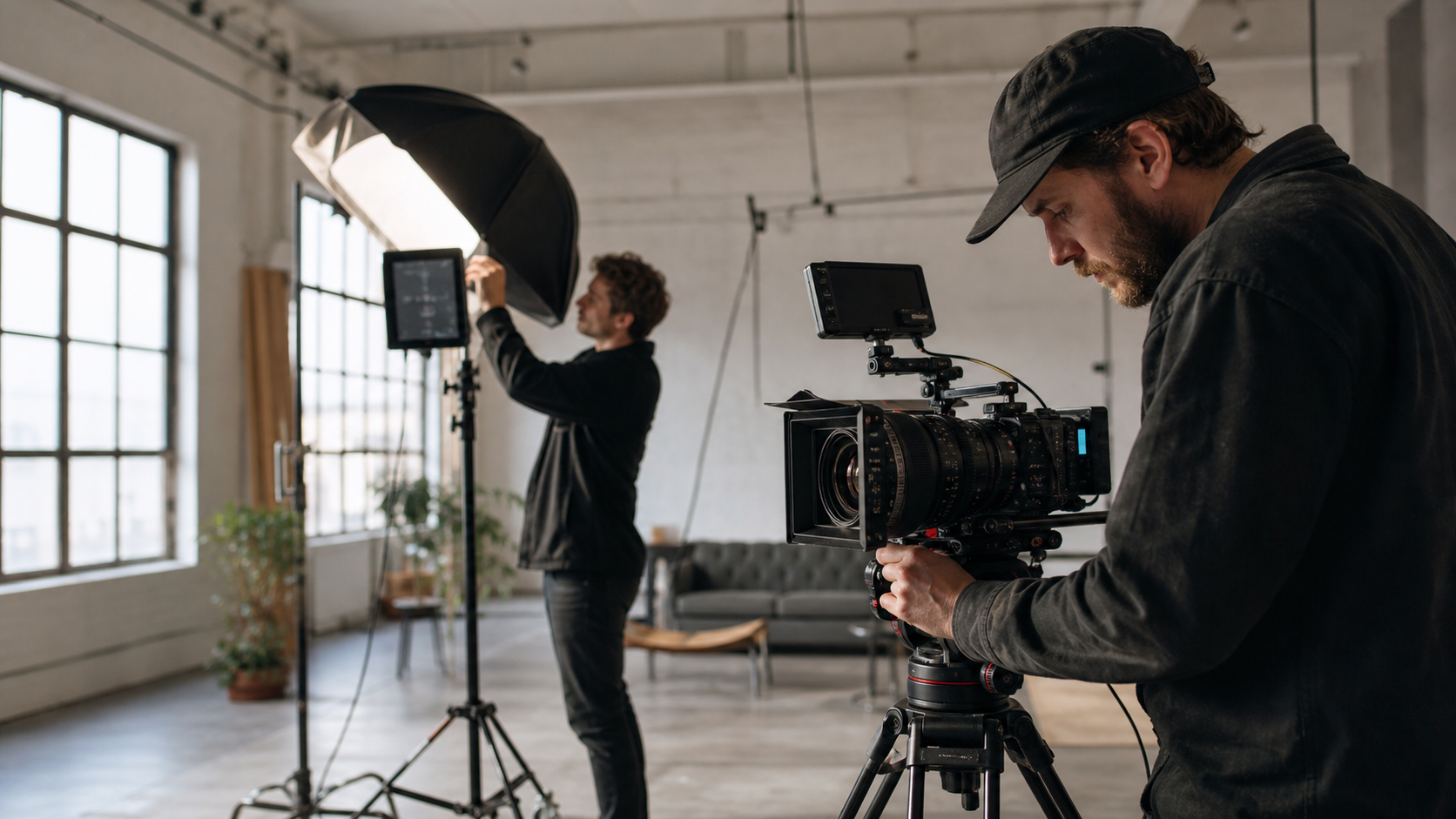 Videography crew working on a commercial shoot